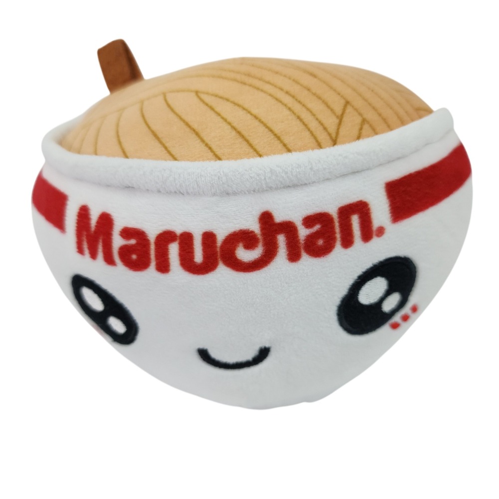 Maruchan‎ Ramen Noodle Bowl Plush Kawaii Smiley Face Foodie Toy White Red